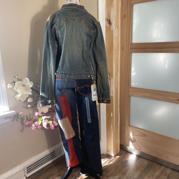 Azzure Denim Jacket Jeans Pants Set Suit Straight Y2K Vintage Hip Hop Corduroy - Picture 5 of 7